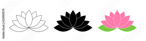 Obraz na płótnie Lotus flowers. Lotus in flat deisgn, isolated on white background. Lotus Flower Logo. Flowers Harmony icons. Vector illustration