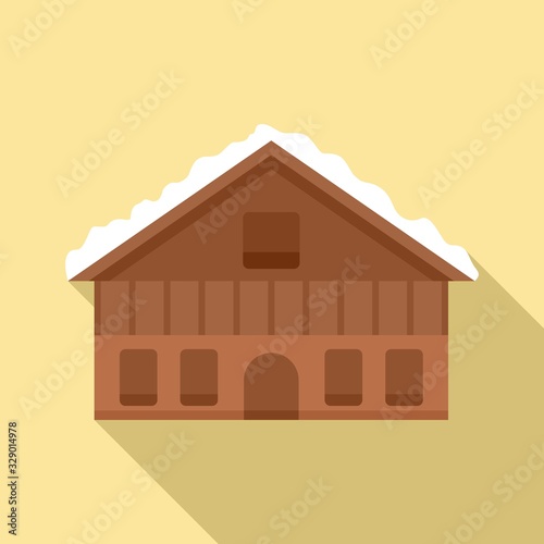 Swiss mountain cabana icon. Flat illustration of swiss mountain cabana vector icon for web design