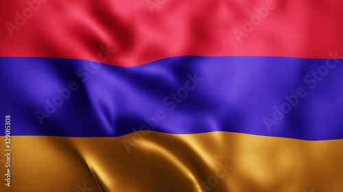 3d Rendered Realistic fabric Shiny Silky waving flag of Armenia 8K Illustration Flag Background Armenia National Flag