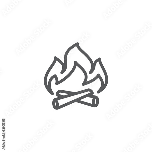 Campfire line icon on white background