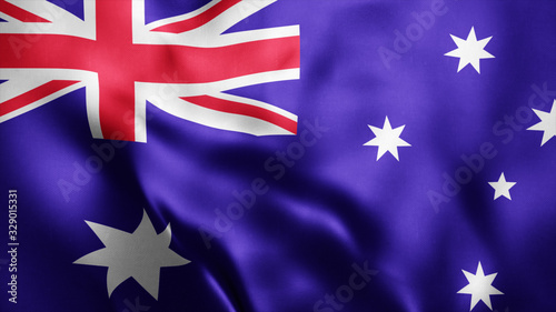 3d Rendered Realistic fabric Shiny Silky waving flag of Australia 8K Illustration Flag Background Australia National Flag © Muhammad