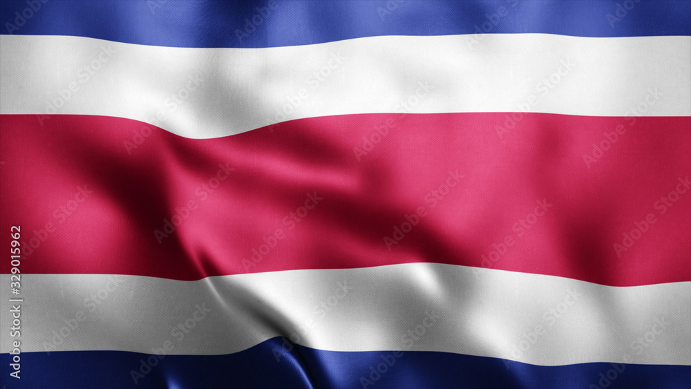 3d Rendered Realistic fabric Shiny Silky waving flag of Costa Rica 8K Illustration Flag Background Costa Rica National Flag. 3d Rendered Realistic fabric Shiny Silky waving flag of Costa Rica 8K Illustration Flag Background Costa Rica National Flag.