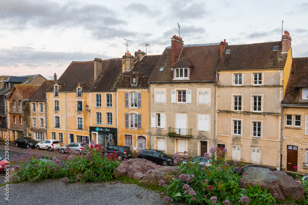 Typical norman houses in this medieval town, Falaise, Calvados, Normandy, France. Rich history. William the conqueror (Guillaume-le-Conquérant) was born here. 
