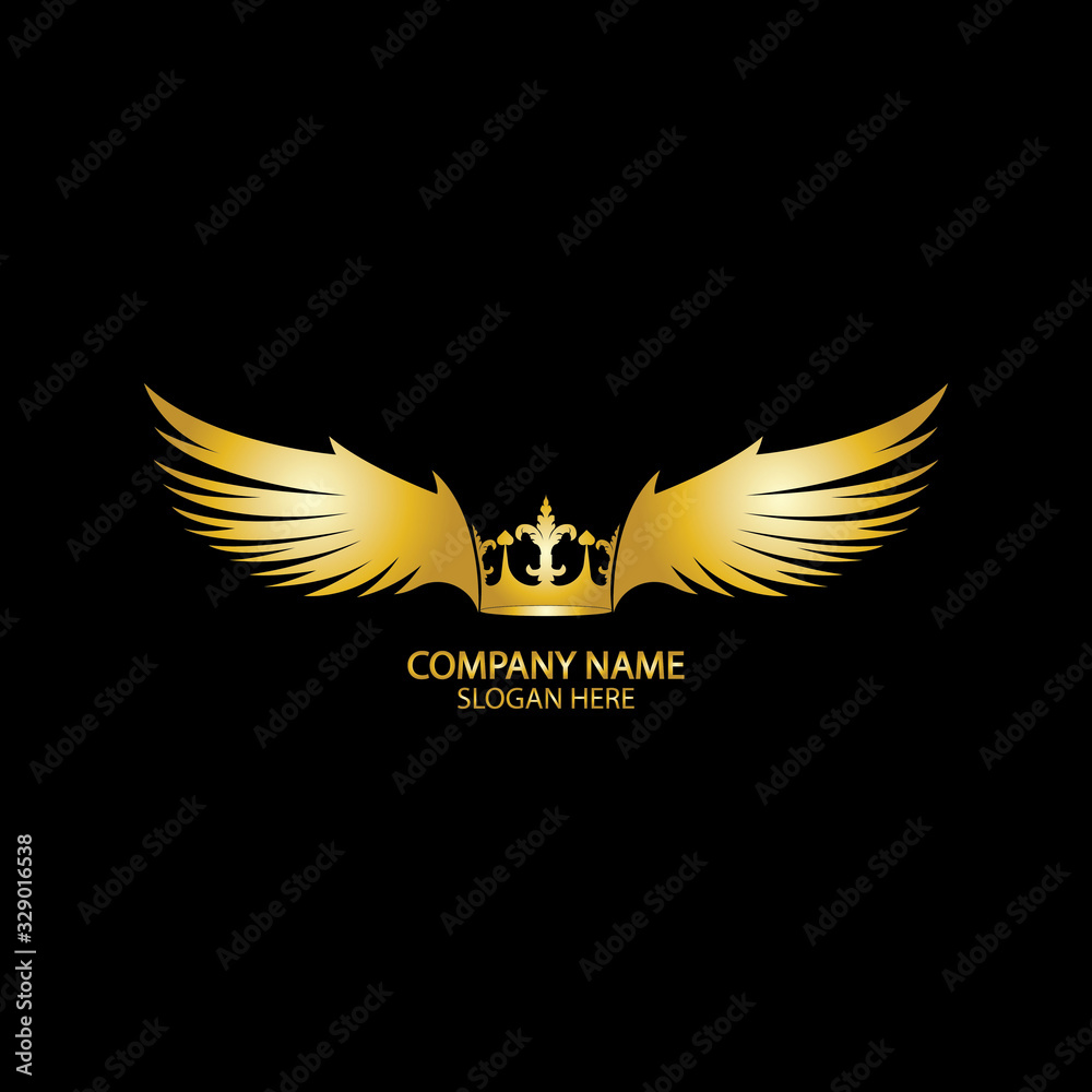 winged crown golden logo / vector illustration. winged crown golden logo / vector illustration.