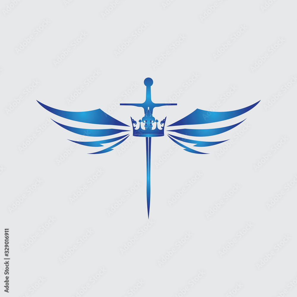 Sword with wings and king vector image Sword with wings and king vector image