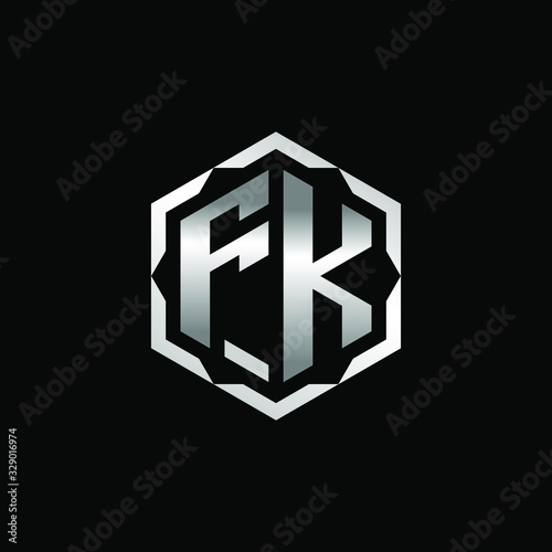 Initial Letters FK Hexagon Logo Design