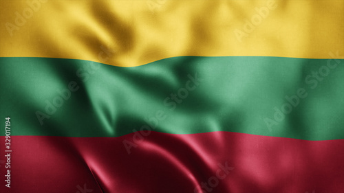 3d Rendered Realistic fabric Shiny Silky waving flag of Lithuania 8K Illustration Flag Background Lithuania National Flag