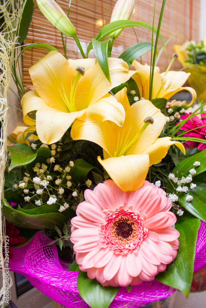 Beautiful bouquet of gerbera and lilies Beautiful bouquet of gerbera and lilies
