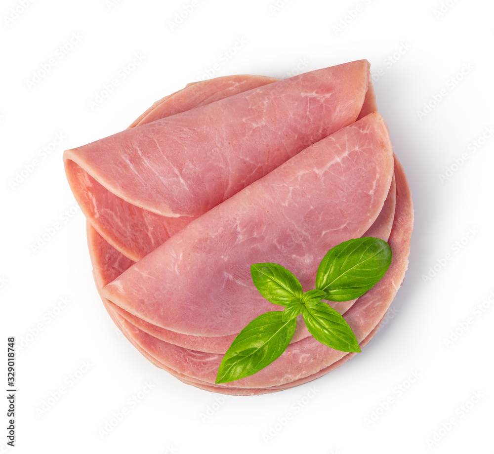 pork ham slices on white background pork ham slices on white background