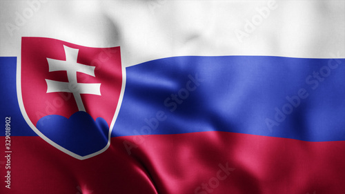 3d Rendered Realistic fabric Shiny Silky waving flag of Slovakia 8K Illustration Flag Background Slovakia National Flag.