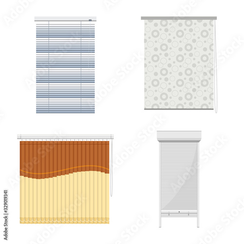 Isolated object of window and curtain symbol. Collection of window and roller vector icon for stock.