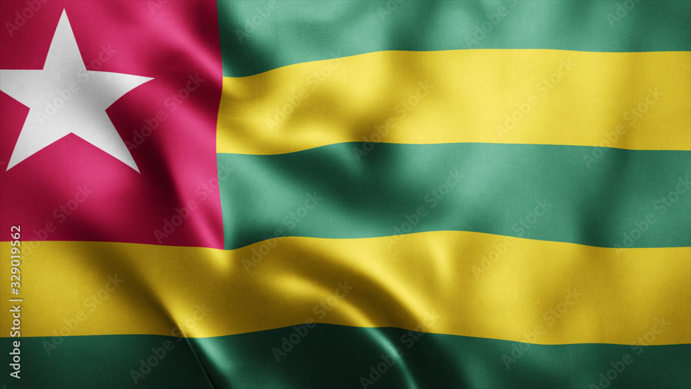3d Rendered Realistic fabric Shiny Silky waving flag of Togo 8K Illustration Flag Background Togo National Flag 3d Rendered Realistic fabric Shiny Silky waving flag of Togo 8K Illustration Flag Background Togo National Flag