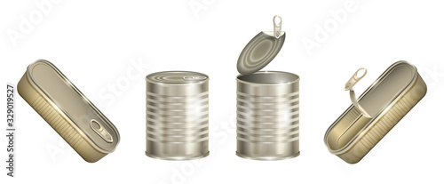 Metal can isolated realistic set icon. Vector illustration aluminum container on white background .Vector realistic set icon metal can.