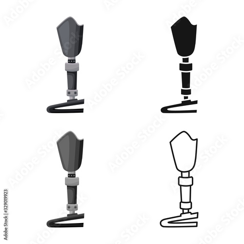 Vector illustration of leg and prosthesis logo. Web element of leg and limb stock symbol for web.