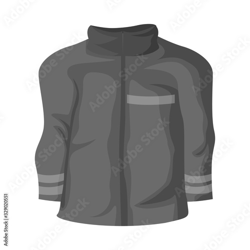 Vector design of jacket and fireman sign. Set of jacket and clothing stock vector illustration.
