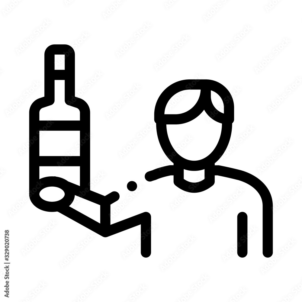 Man Hold Bottle Icon Vector. Outline Man Hold Bottle Sign. Isolated Contour Symbol Illustration Man Hold Bottle Icon Vector. Outline Man Hold Bottle Sign. Isolated Contour Symbol Illustration
