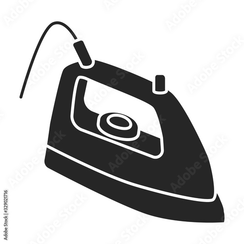 Steam iron for home clothes vector Black icon.Black illustration of laundry appliance and hot steam iron.