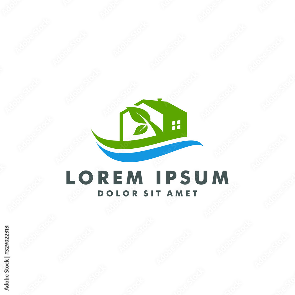 Green eco house logo design, natural home icon vector illustration Green eco house logo design, natural home icon vector illustration