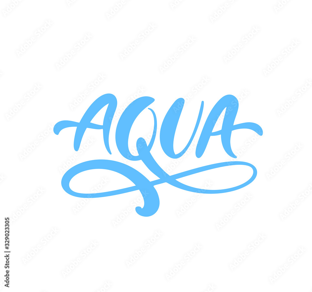 Blue vector Aqua text logo with water wave or infinity sign. Eco concept fresh clean drink water. For shop, web banner, poster Blue vector Aqua text logo with water wave or infinity sign. Eco concept fresh clean drink water. For shop, web banner, poster