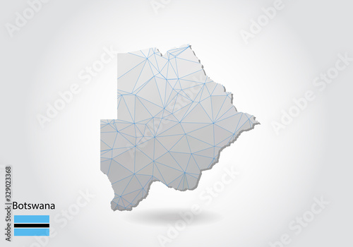 Vector map of botswana with trendy triangles design in polygonal style on dark background, map shape in modern 3d paper cut art style. layered papercraft cutout design.