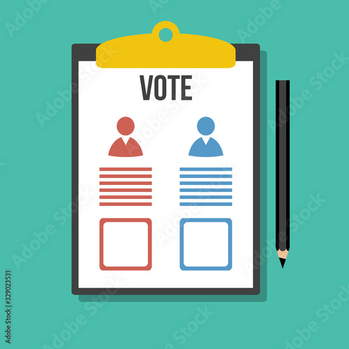 election voting ballot with two candidates and check mark place