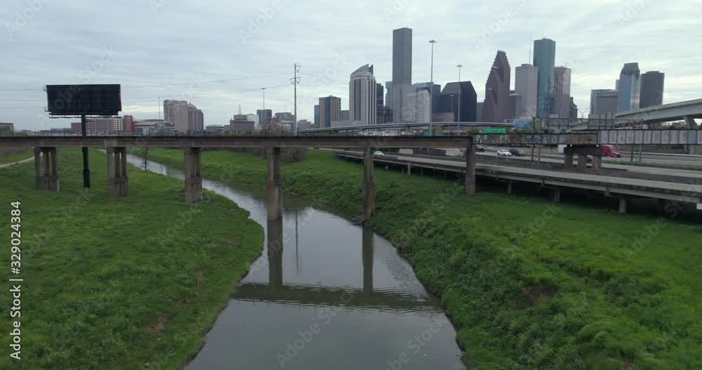 This video is about an aerial view of the Buffalo Bayou near downtown Houston on a cloudy day. This video was filmed in 4k for best image quality. This video is about an aerial view of the Buffalo Bayou near downtown Houston on a cloudy day. This video was filmed in 4k for best image quality.