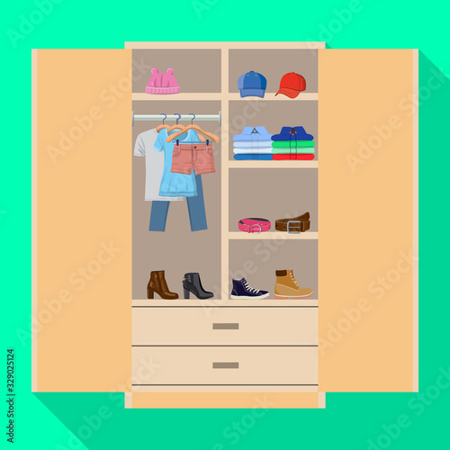 Wardrobe for clothes vector icon.Flat vector icon isolated on white background wardrobe for clothes .