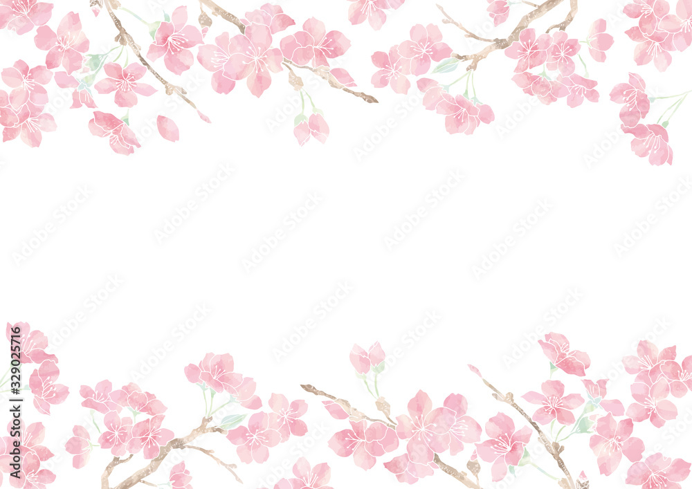 満開の桜の花フレーム02/イラスト素材/背景素材