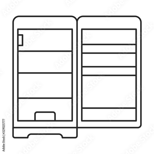 Modern fridge vector icon.Outline vector icon isolated on white background modern fridge.