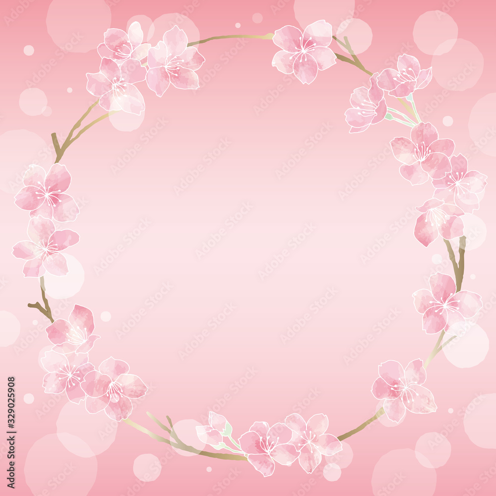 満開の桜の花フレーム06/イラスト素材/背景素材