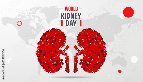 Illustration of world kidney day concept poster, banner, background. The national kidney month vector illustration. Abstract illustration for prevention of kidney diseases. Urogenital system. 