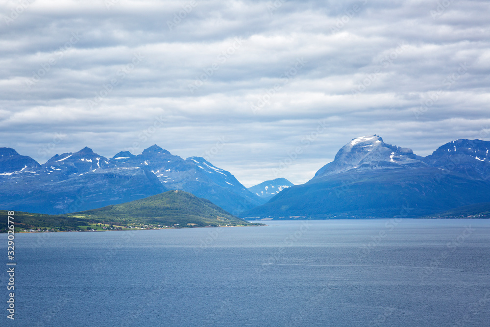 Norway. View of the fjord from the mountain in summer day Norway. View of the fjord from the mountain in summer day