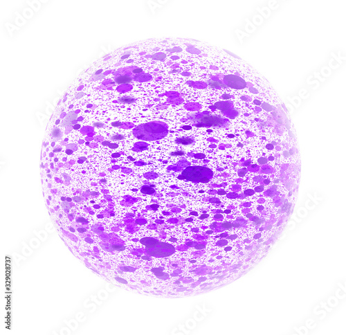 Purple Particles Flowing Inside A Sphere Isolated On White Background