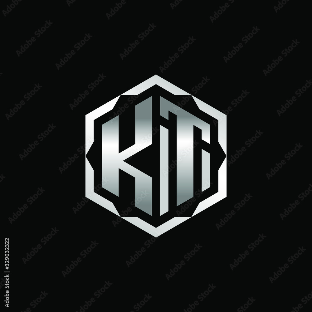 Initial Letters KT Hexagon Logo Design Initial Letters KT Hexagon Logo Design