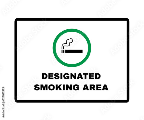 Message Board with text DESIGNATED SMOKING AREA, Beware and Allowed Sign, vector illustration.