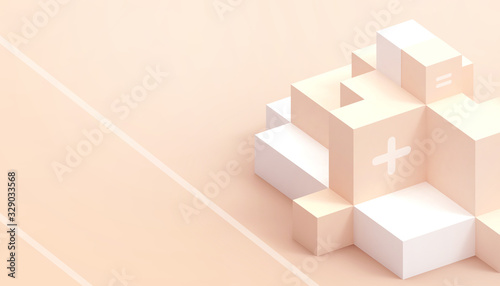 Ladder business concepts of ideas and Creative inspiration Modern from the geometric shapes on Orange Background - 3d rendering