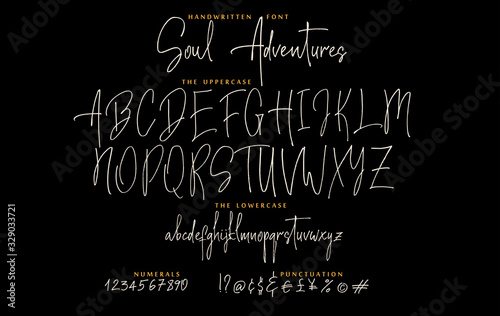 Hand drawn Soul adventures font vector alphabet set photo