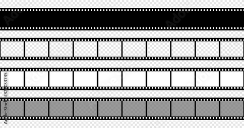 Seamless photographic film. Vintage cinema and photo tape. Retro film strips. Right angles of the frame. Isolated vector elements.