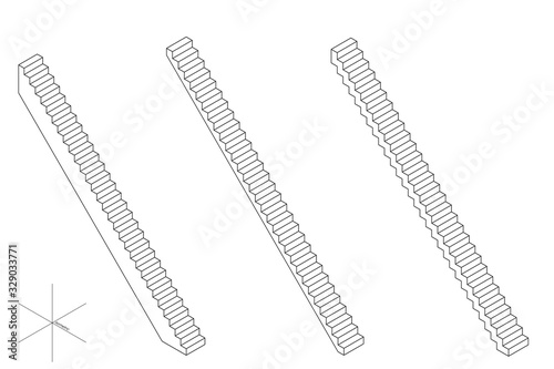 Stairway set. 3d Vector out...