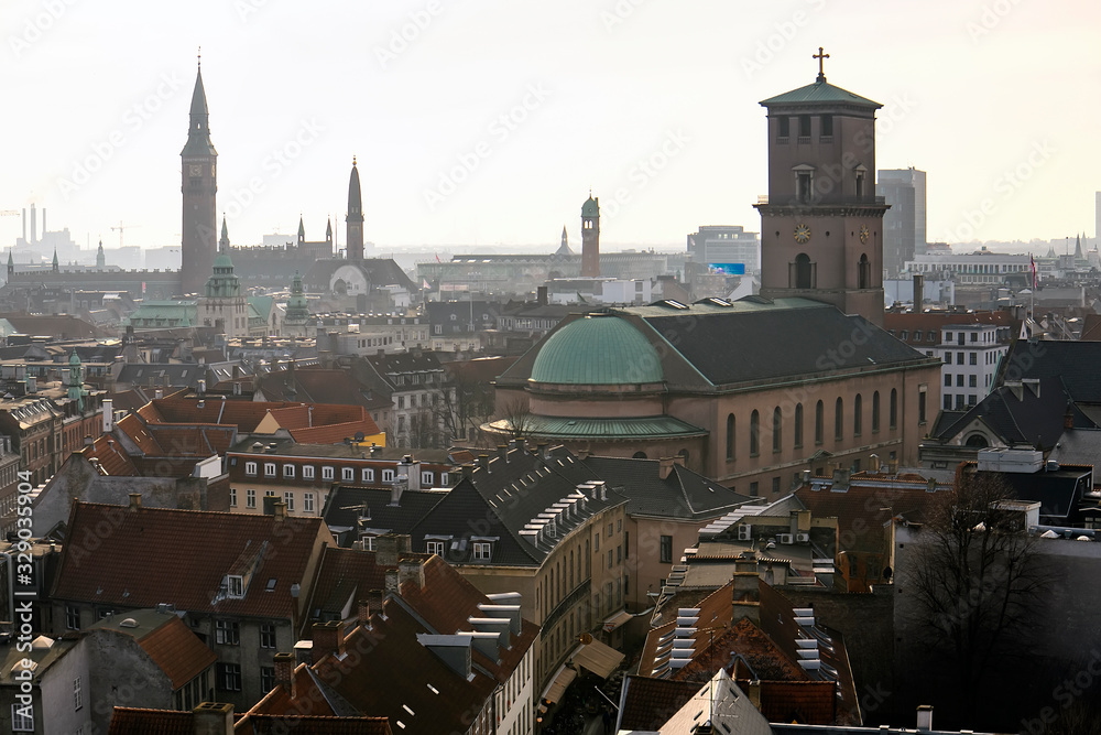Φωτογραφία Aerial view of Copenhagen from the top of Round Tower Rundetaarn