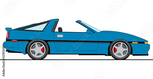 Illustration of old japanese car on white background