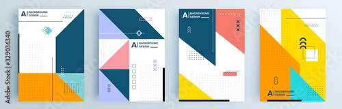 Modern abstract covers set, minimal covers design. Colorful geometric background, vector illustration.
