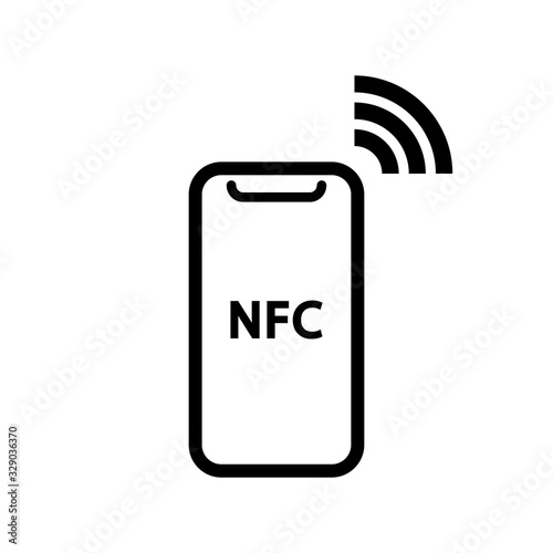 NFC payment with mobile phone / smartphone flat vector icon for apps and websites. Vector illustration.