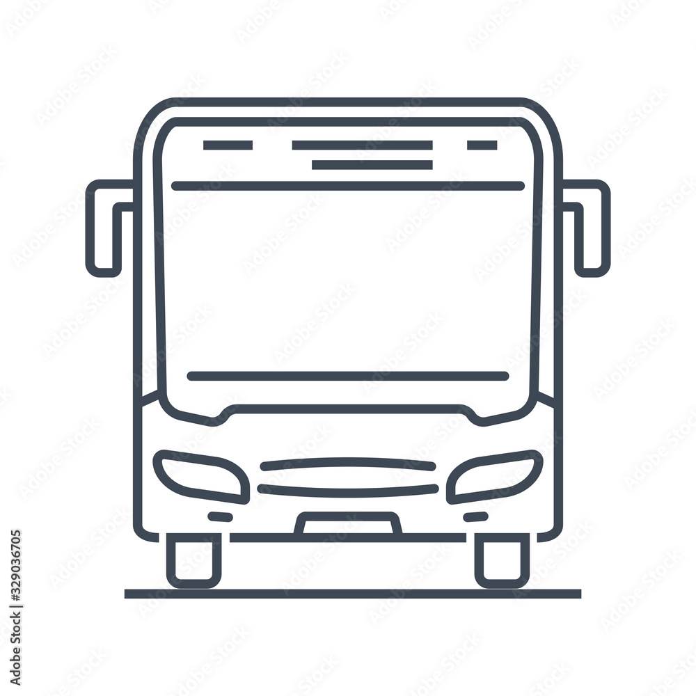 Thin line icon passenger road land transport, bus Thin line icon passenger road land transport, bus