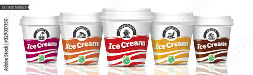 Ice cream vector packaging design. Fruit and nuts ice cream set.