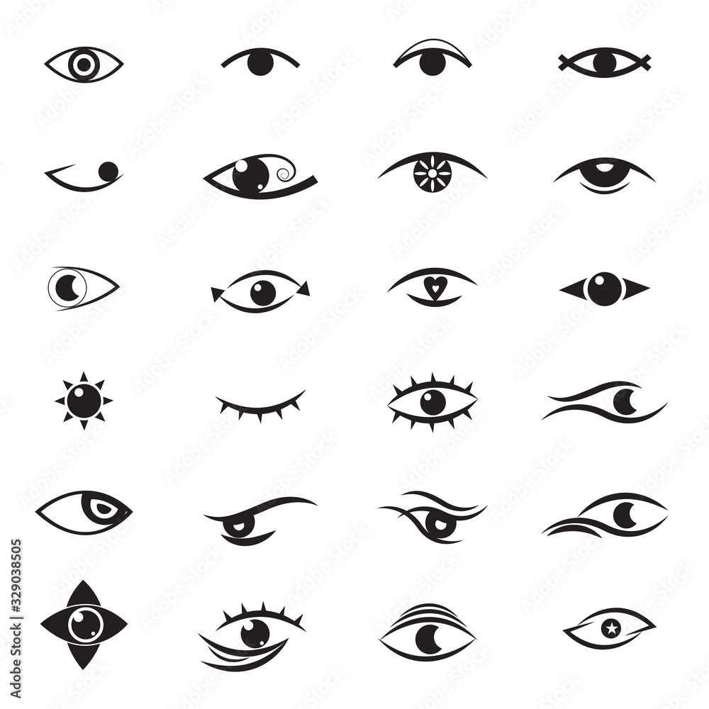 Vector eye drawings on a white background Vector eye drawings on a white background