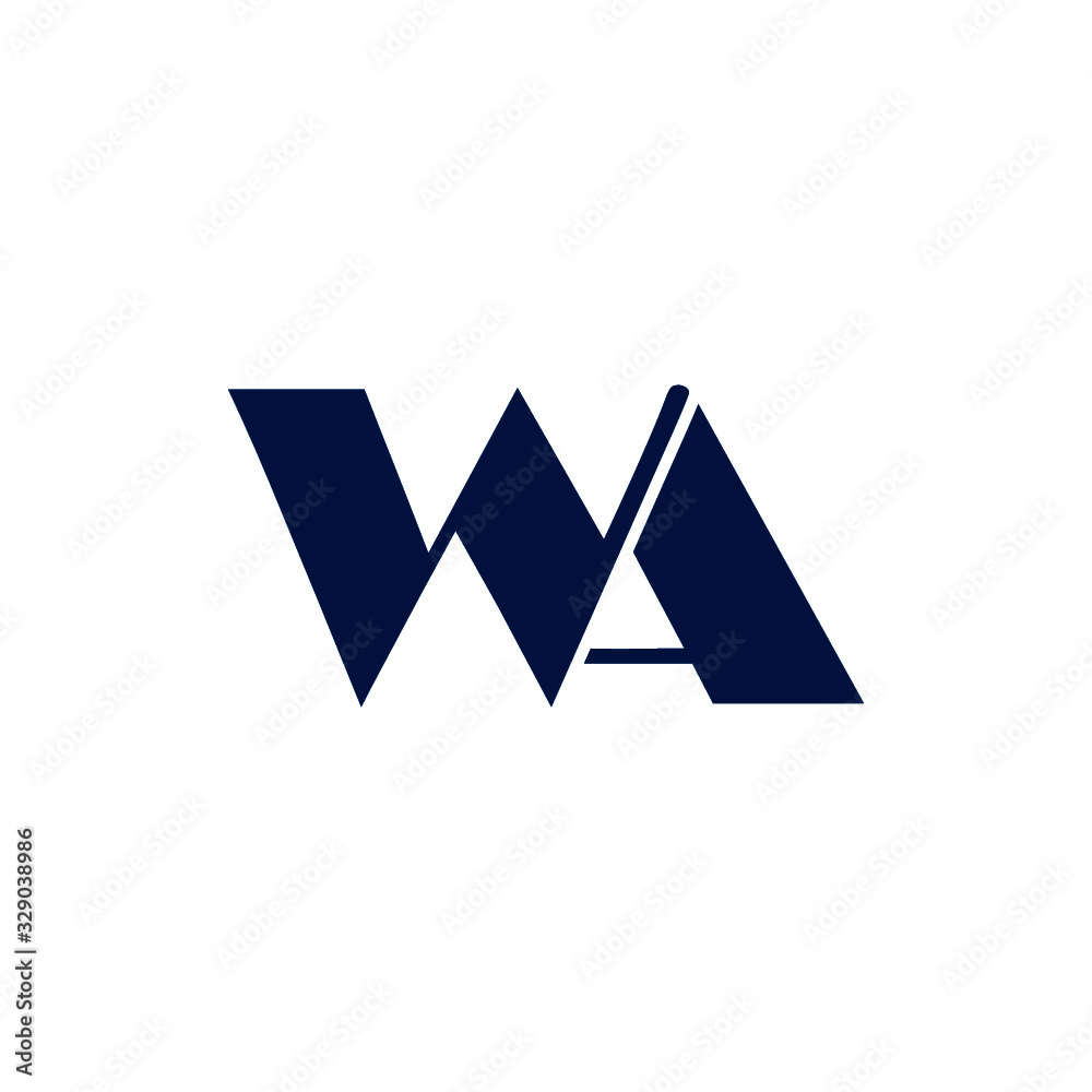 Initial WA Letter Linked Logo isolated on white background Initial WA Letter Linked Logo isolated on white background