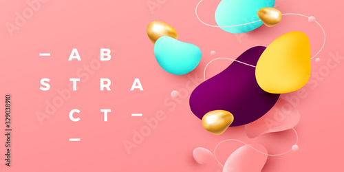 Abstract background. Banner with colorful fluid liquid shapes. Vector illustration.