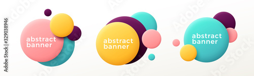 Set of modern abstract graphic elements. Flowing fluid shape banners. Vector illustration.