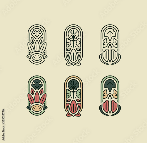 set of logo leaves nature